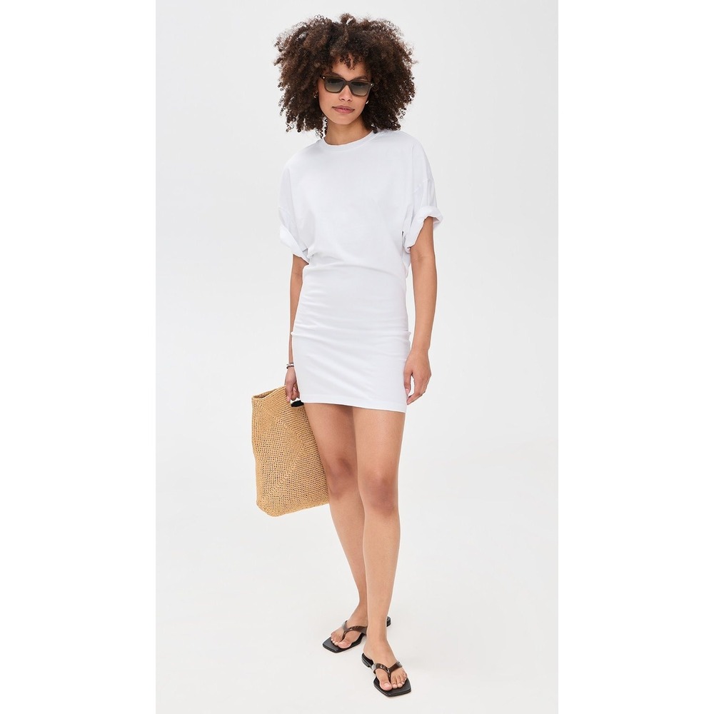 ENZA COSTA Supima Curve Mini Dress Women Large White Casual Short Sleeve T Shirt